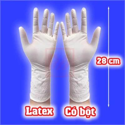 Găng Tay Y Tế Latex Có Bột Cổ Dài