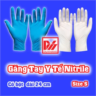 Găng tay y tế nitrile có bột cổ ngắn size S