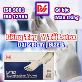 Găng Tay Y Tế Có Bột Latex Cổ Dài Size L